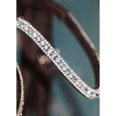 LA・RUE　額革 FULL クリスタルブルー＆クリア 5ライン　乗馬　馬術 送料無料 LA・RUE スワロフスキークリスタル 5ライン カーブ額革