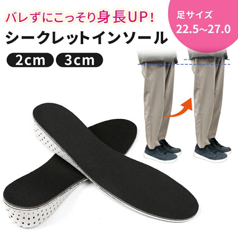 シークレットインソール 3cm 2cm レディース メンズ 低反発クッション 中敷き インソール 身長アップ シークレットシューズ 脚長効果 かかと シューズ 衝撃吸収 中敷 ER-TNIS