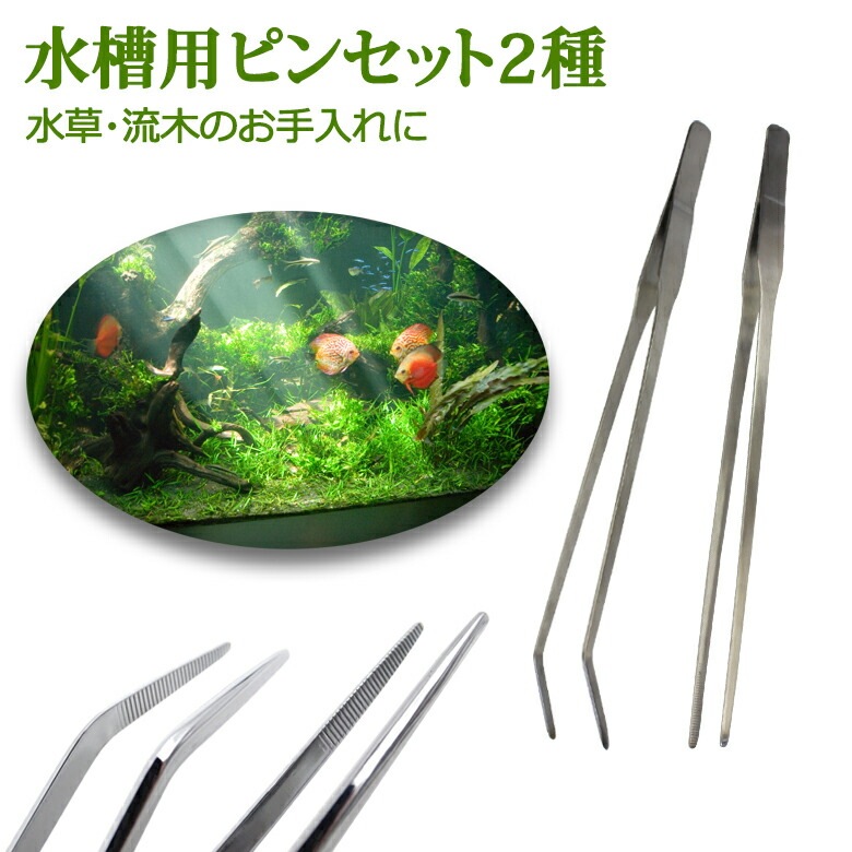 ピンセット 水槽 ストレート カーブ 2本セット 水槽用ピンセット2種 水草 ロングサイズ 27cm 水草用ピンセット ロング アクアリウム ハーバリウム テラリウム 水槽 掃除 熱帯魚 メダカ ER-TWZR 