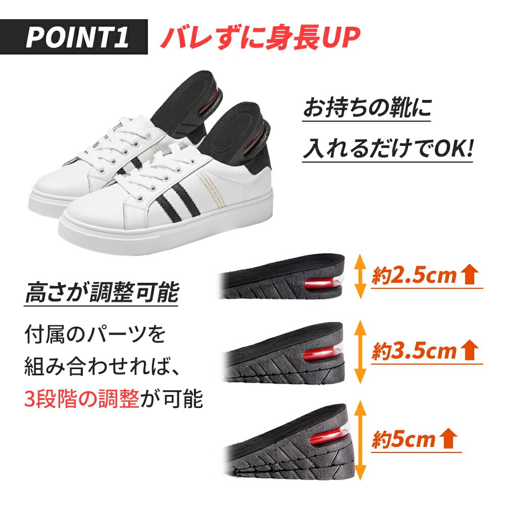 シークレットインソール 22.5cm～27.0cm レディース メンズ 最大5cm 三