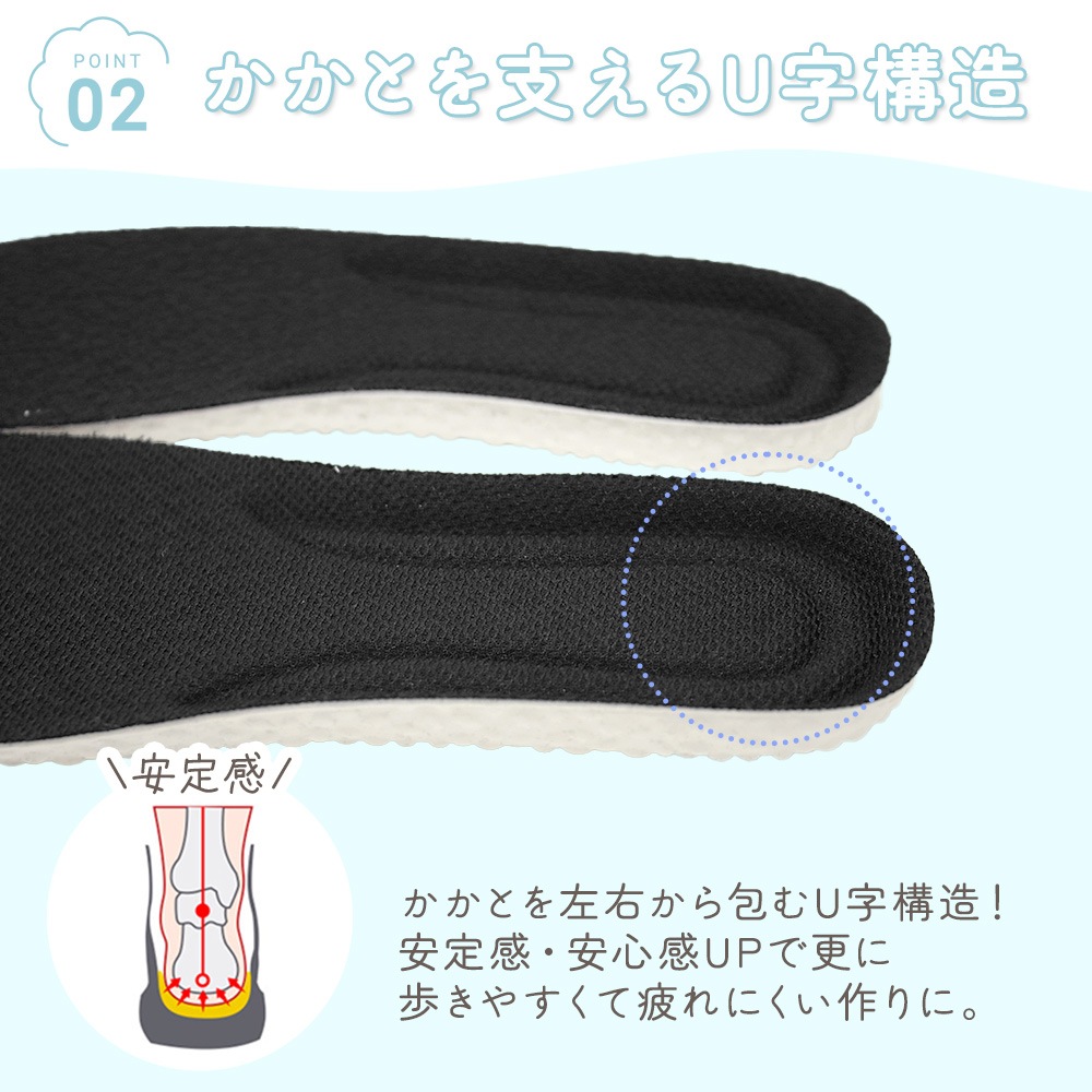 インソール 衝撃吸収 疲れない サイズ調整可能 ふわふわ 柔らかい