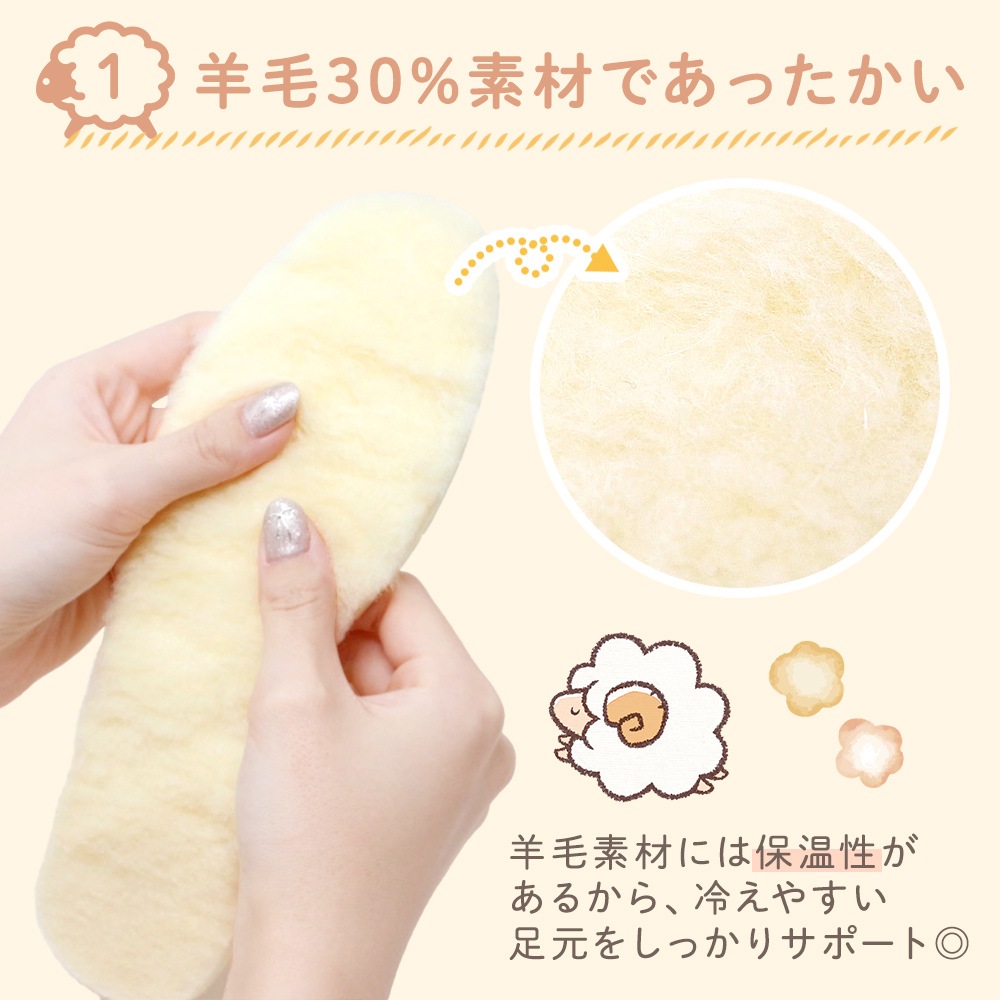 インソール 羊毛入り 2足セット あったか 冬 レディース メンズ ユニ