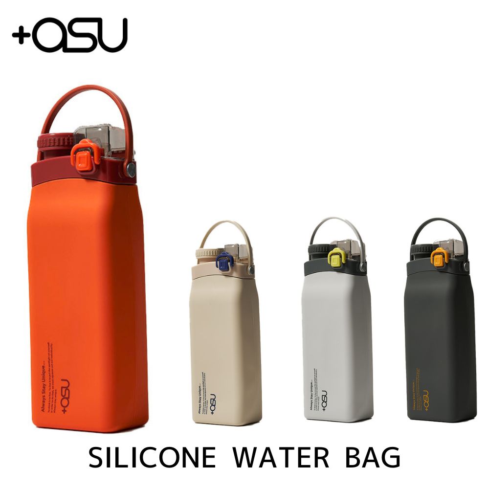 +asu SILICONE WATER BAG 水筒 ボトル ウォーターボトル マイボトル シリコン 折りたたみ 600ml 大容量 アス 軽量 ストロー ワンタッチ コンパクト 持ち運び 食洗機対応 2way エコ 洗いやすい ウォームバッグ おしゃれ ギフト プレゼント