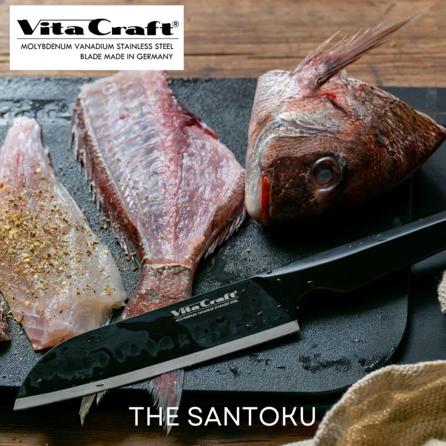 Vita Craft ソリッドナイフ 三徳ナイフ THE SANTOKU SOLID KNIFE BLACK ビタクラフト 包丁 三徳包丁 万能包丁 オールステンレス 一体型 調理器具 キッチンツール キッチン シンプル 耐久性 耐食性 耐摩耗性 研ぎやすさ ギフト プレゼント