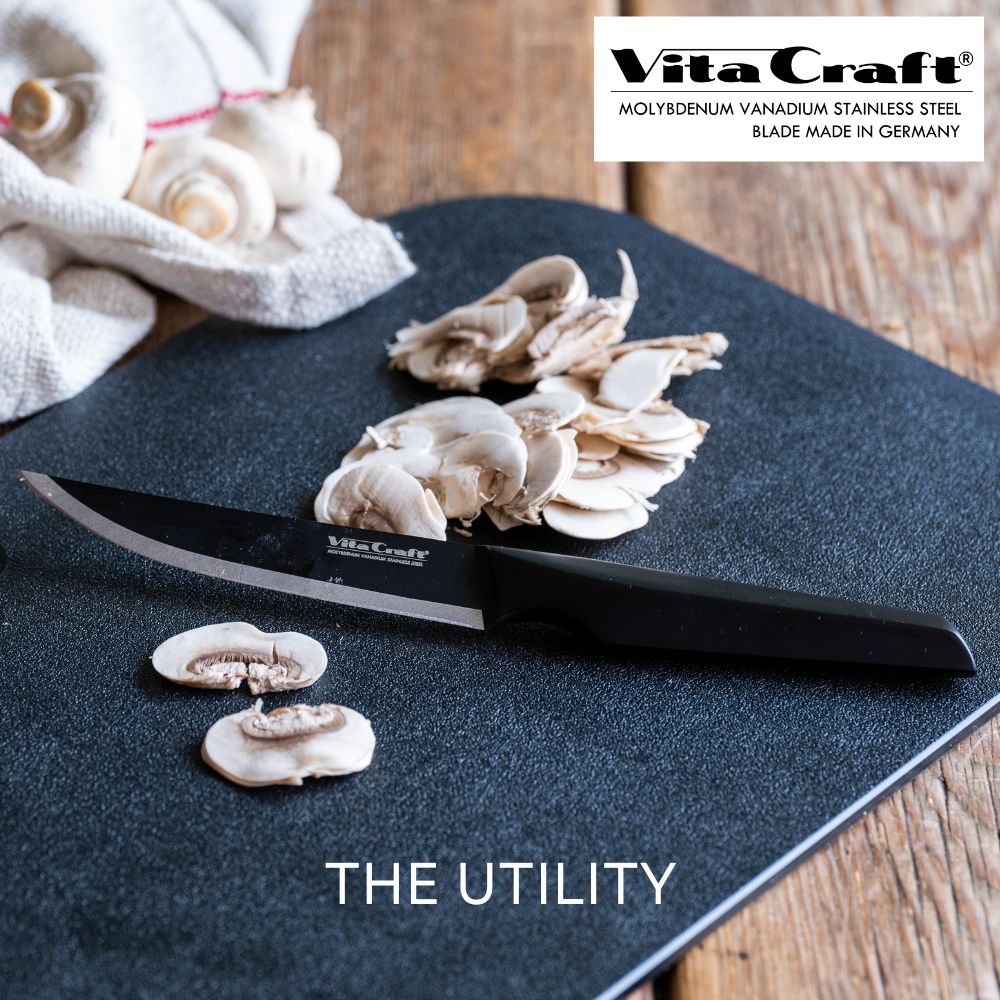 Vita Craft ソリッドナイフ ペティナイフ THE UTILITY SOLID KNIFE BLACK ビタクラフト 小型包丁 オールステンレス 一体型 調理器具 キッチンツール キッチン シンプル 耐久性 耐食性 耐摩耗性 研ぎやすさ ギフト プレゼント