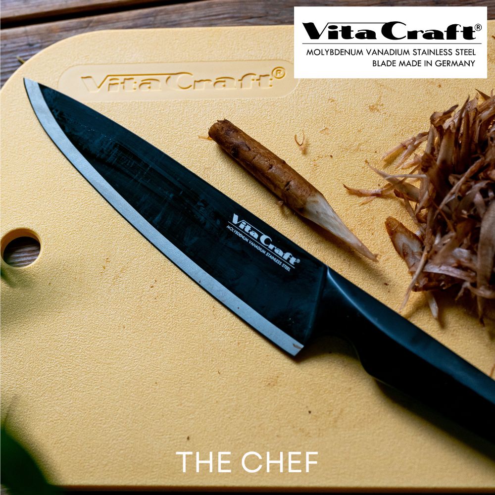 Vita Craft ソリッドナイフ シェフナイフ THE CHEF SOLID KNIFE BLACK ビタクラフト 包丁 牛刀 牛刀包丁 シェフ オールステンレス 一体型 調理器具 キッチンツール キッチン シンプル 耐久性 耐食性 耐摩耗性 研ぎやすさ ギフト プレゼント