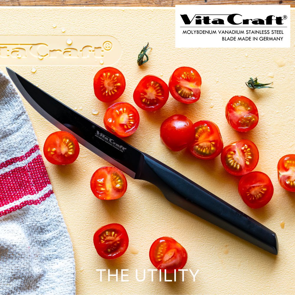 Vita Craft ソリッドナイフ ペティナイフ THE UTILITY SOLID KNIFE BLACK ビタクラフト 小型包丁 オールステンレス 一体型 調理器具 キッチンツール キッチン シンプル 耐久性 耐食性 耐摩耗性 研ぎやすさ ギフト プレゼント