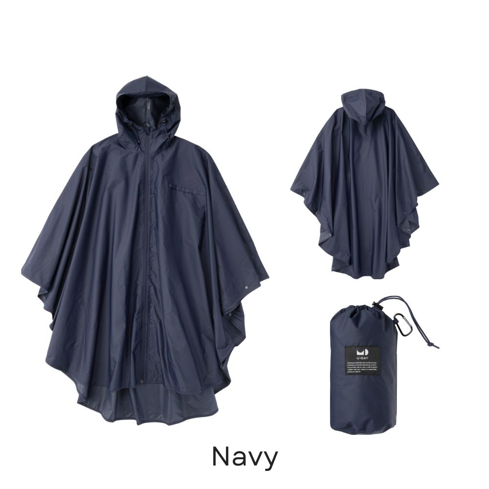 U-DAY Poncho ポンチョ レッド ネイビー カーキ ベージュ レインポンチョ 高機能 耐水圧2万mm レインコート レインウェア 収納ポーチ付き アウトドア ロング丈 レディース メンズ 男女兼用 ユーデイ ロング 防水 撥水 雨具 ポンチョ 透湿 おしゃれ ギフト プレゼント
