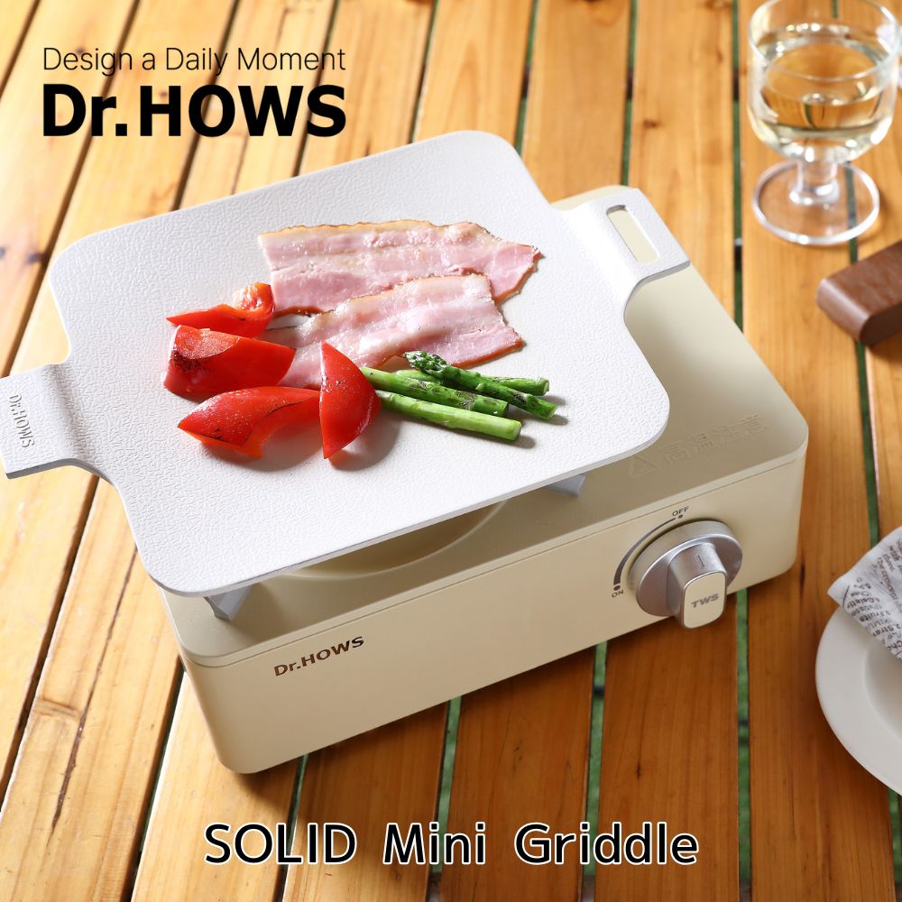 Dr.HOWS ソリッド ミニグリルパン ホワイト グリルプレート IH対応 四角 ソリッドグリルパン ミニ ドクターハウス マルチ グリル プレート グリドル キャンプ 韓国 グリドルファン アウトドア キャンプ飯 ガス火対応 角型 キッチン お手入れ簡単 料理 ギフト プレゼント