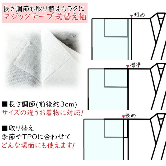 【替袖 小桜 】 衿秀　き楽っく　Lサイズ　セット　白　袷用　地紋 替袖付 衿秀 公式 き楽っく 替え袖 きらっく 替袖 かえそで 小桜 1尺5寸
