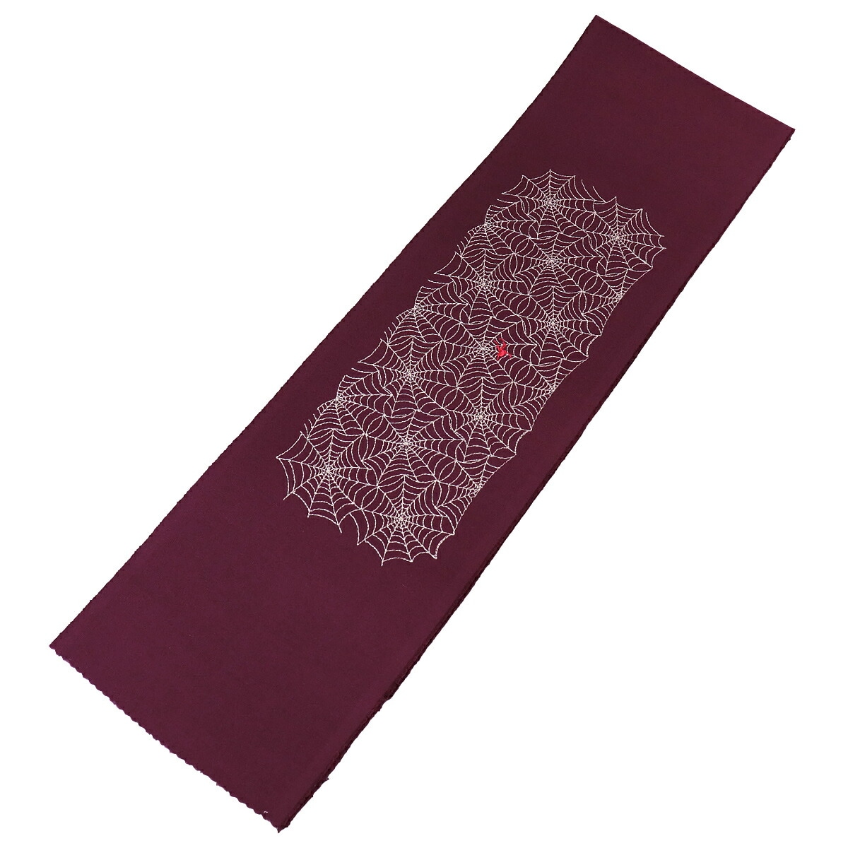 紫 クモの巣刺繍 ショートパンツ専用 衿秀 公式 半衿 はんえり 刺繍 蜘蛛の巣 ワインレッド 正絹 日本製