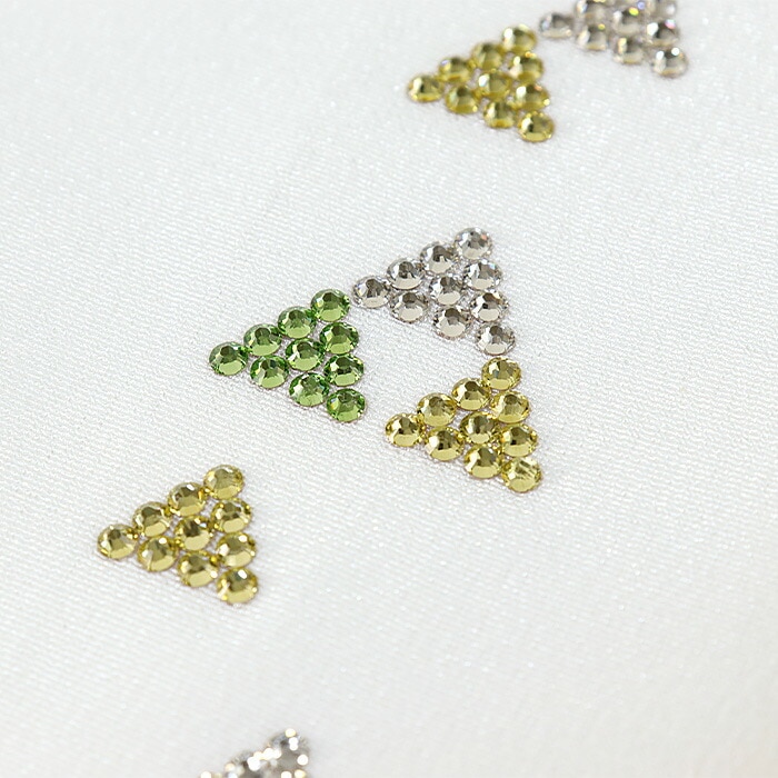半襟　刺繍　スワロフスキー 刺繍半衿 「麻の葉に桜」 白 金 スワロフスキー 洗える刺繍衿 半襟 半