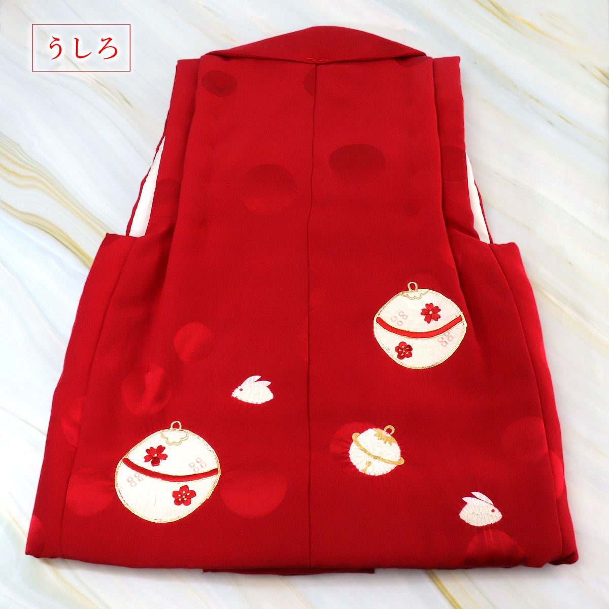 衿秀 公式 七五三 被布 被布コート 三歳 女の子 赤 鈴 うさぎ 正絹