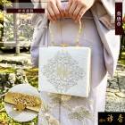 衿秀 公式 バッグ 和装 着物 ばっぐ bag フォーマル ハンドバッグ スクエア 帯地 菱唐草 シルバー 銀 日本製 和装小物 和小物 えりひで 襟の衿秀