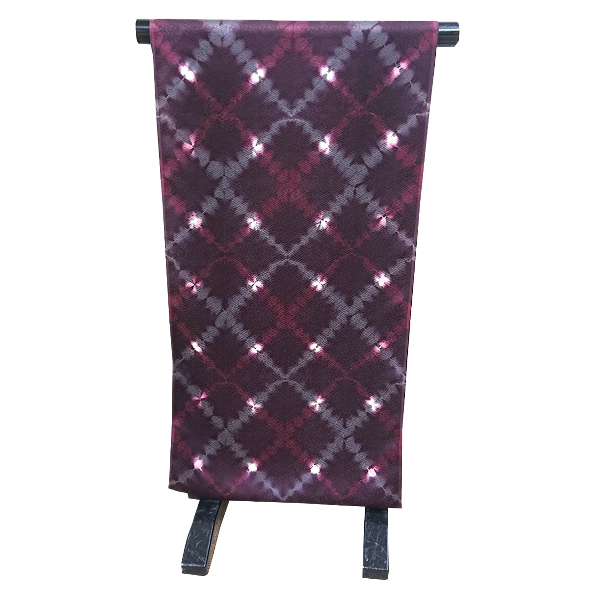 衿秀 公式 《ラストワン》着物 小紋 板締め絞り ワインレッド 絞り