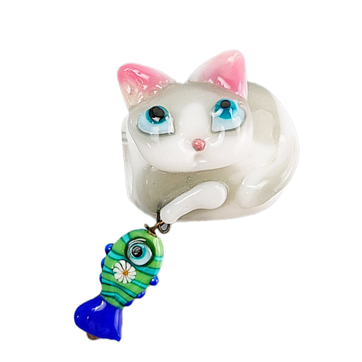 衿秀 公式 帯留め 帯留 おびどめ 猫 cat ネコ ガラス 和装小物 和小物