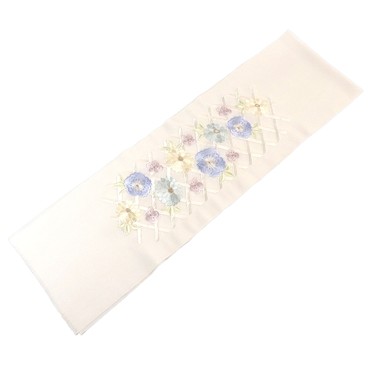 衿秀 公式 半衿 はんえり 振袖 刺繍 竹垣 花 ポリエステル100％ 洗える