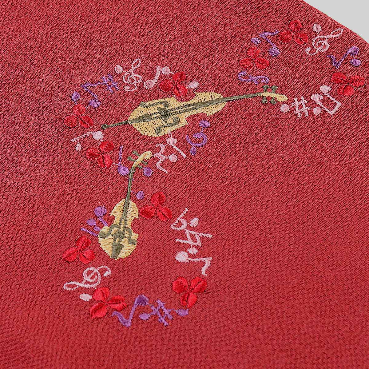 衿秀 公式 帯揚 帯揚げ おびあげバイオリン 音符 音楽 縮緬 刺繍