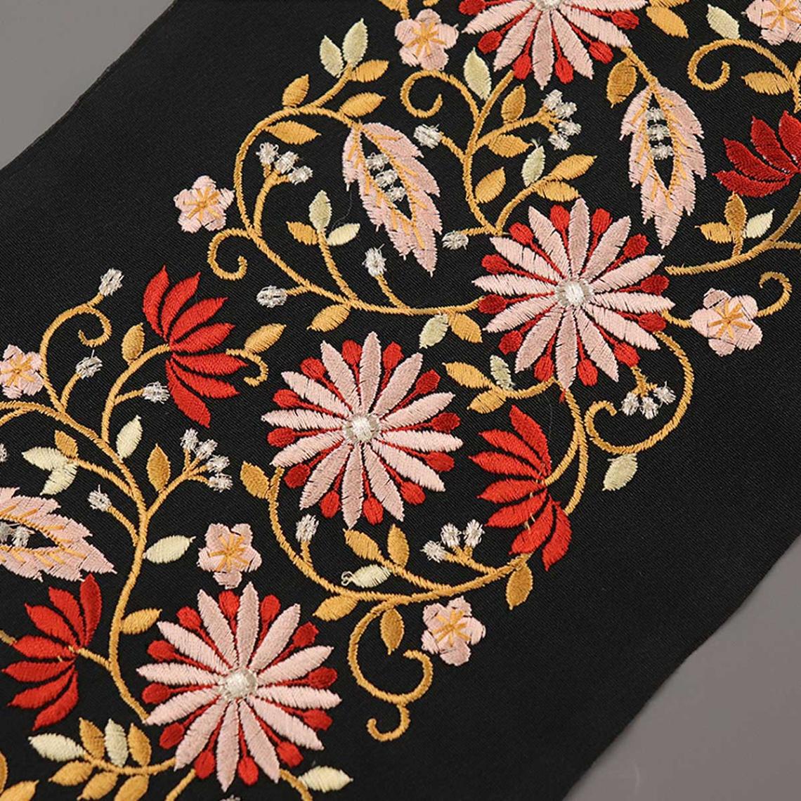 衿秀 公式 半衿 はんえり 刺繍 ヨーロピアン 花 ボタニカル 総柄