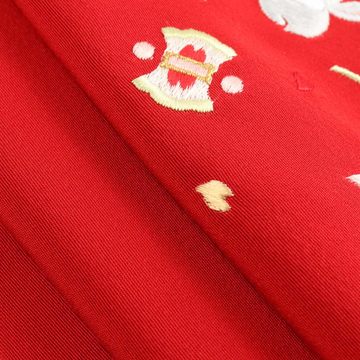 衿秀 公式 七五三 三歳 半衿 宝尽くし うさぎ 刺繍 兎 赤 さんさい 3歳