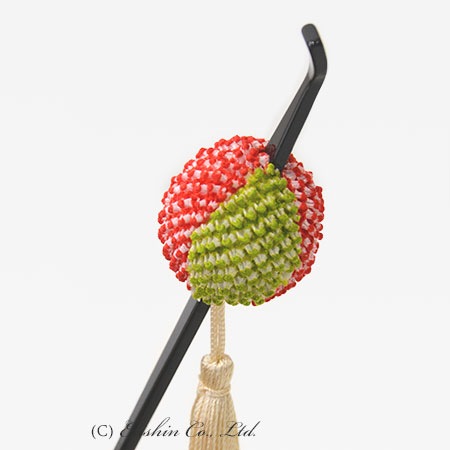 玉かんざし(絞り/紅×萌黄色)