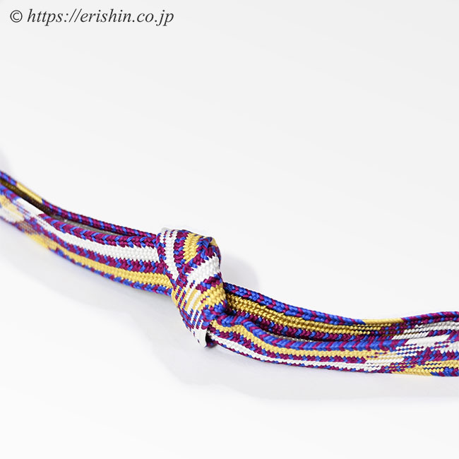 帯締め　高麗平家納経経巻組（京紫色×花葉色×白色）