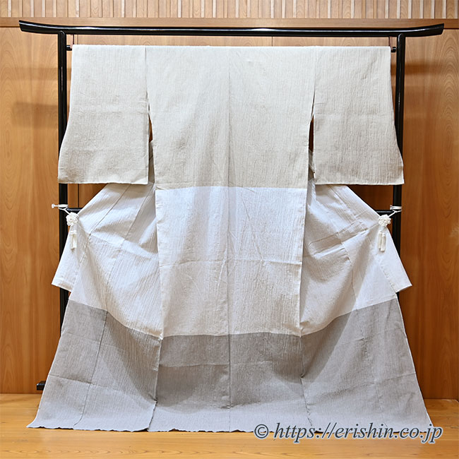 おでかけ縮木綿（熨斗目/亜麻色×生成×茶鼠色）