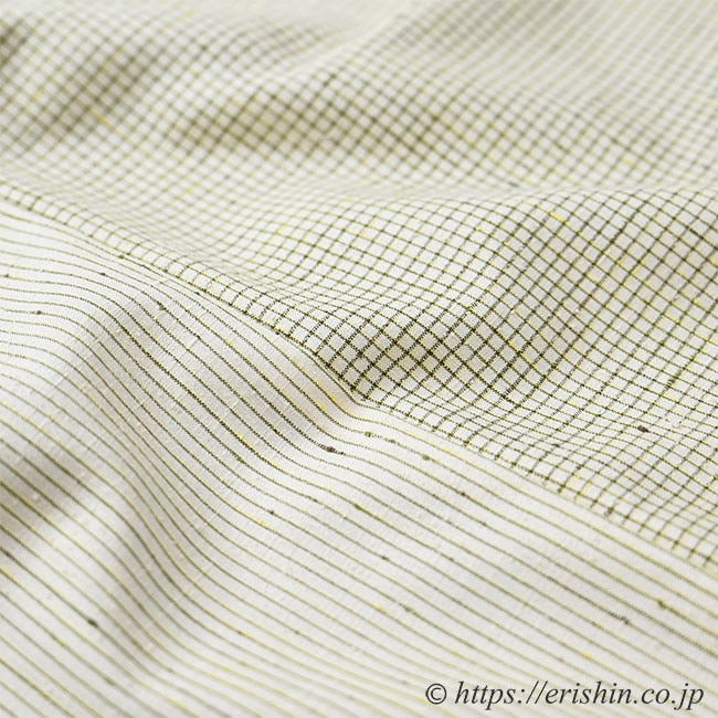 士乎路紬（片身変わり/格子と縞）