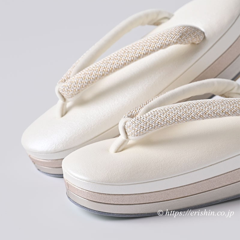 真綿入り草履(帆布三巻台&本革plus×西陣織花緒)Mサイズ