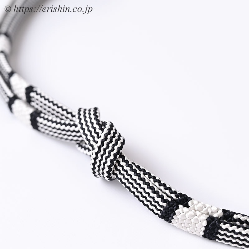 帯締め 東内記組(縞両手組段/白×黒)