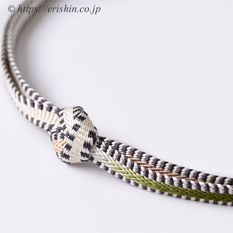 帯締め 綾竹台遠州組(苔色×団十郎茶)