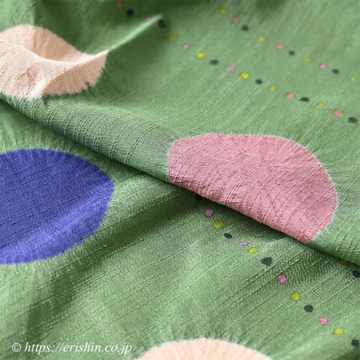 帯揚げ(三色の大小水玉/若竹色)