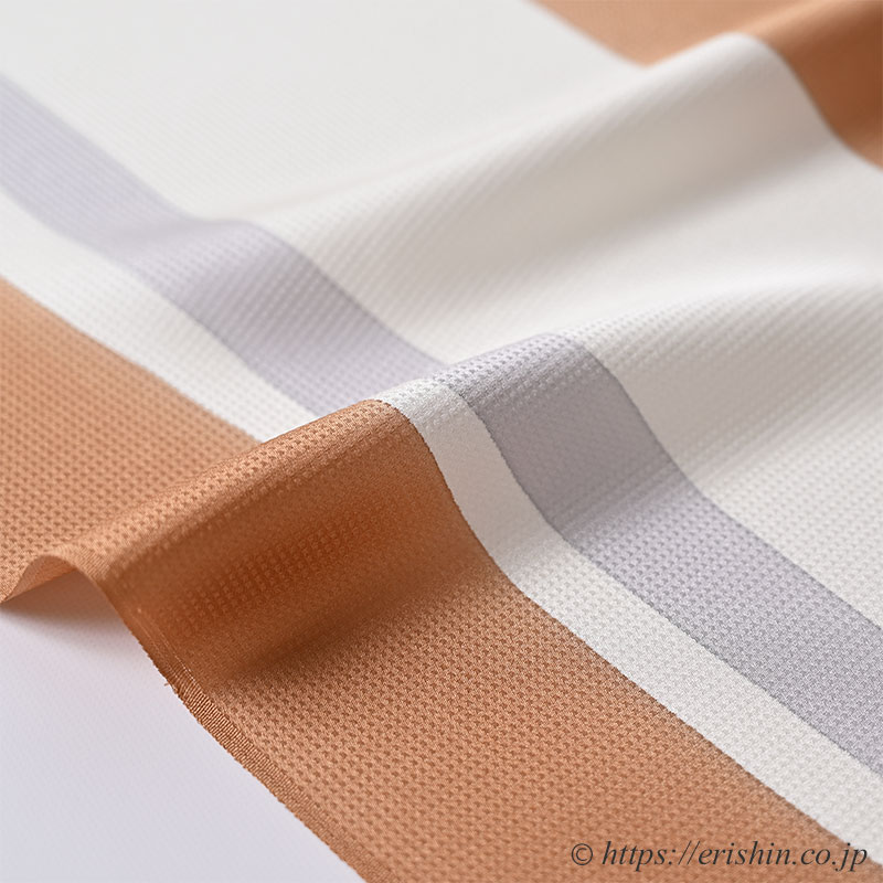 帯揚げ(手染めの縞/江戸茶色と暁鼠)