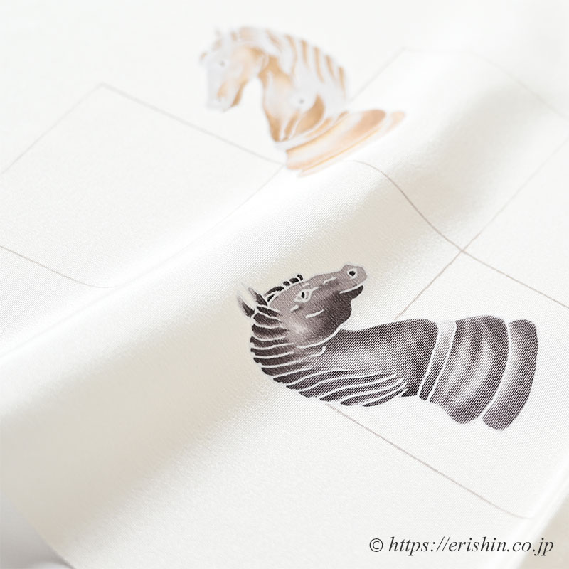 帯揚げ(チェスのナイト/淡黄蘗色)