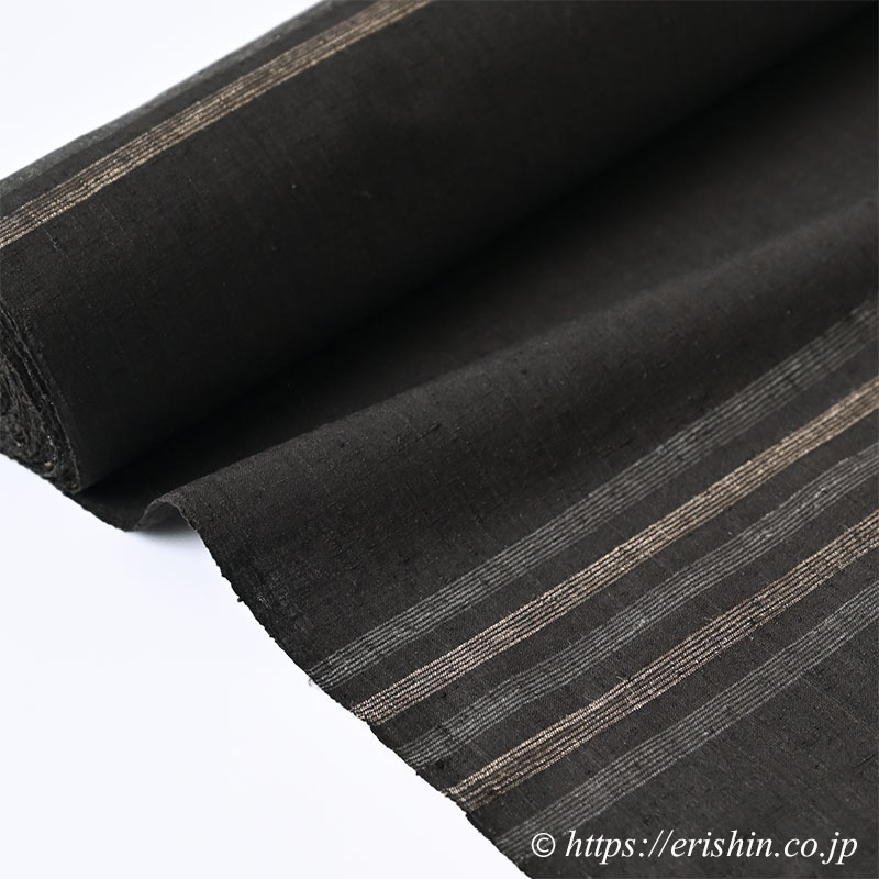 士乎路紬(しおじつむぎ/与那国蚕の縞段・黒橡色)