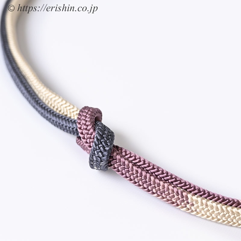 帯締め 平唐組(白茶色に桔梗鼠と小豆茶色)