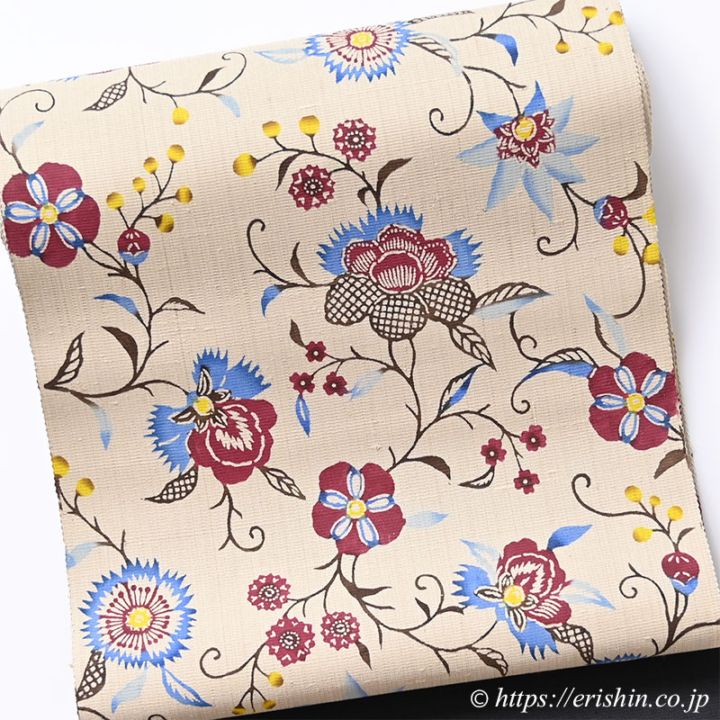 【掘り出し市】染名古屋帯(花唐草/紬地) 45%OFF!