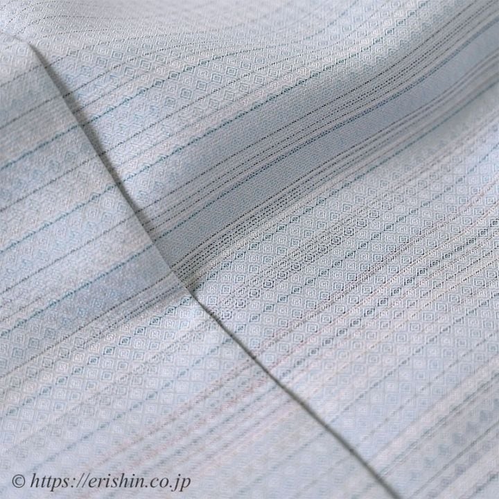 下井伸彦 下井紬・熨斗目調絵羽(白菫色に濃淡の藍/まるまなこ織)