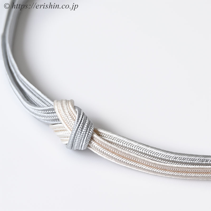 帯締め 畝打組(淡い桜色×白銅色)