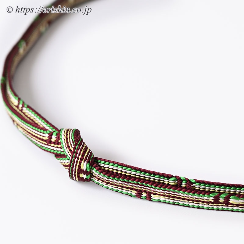 帯締め 綾竹組(三色段〆切/栗色に翠)