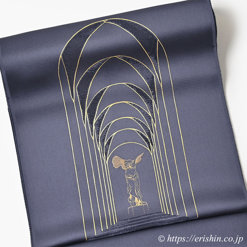 染名古屋帯（聖堂/切りビロード・滅紫〔けしむらさき〕）野口『着物