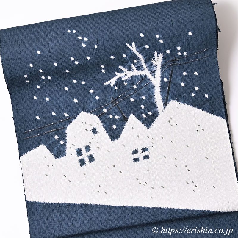 お誂え】森健持 染名古屋帯（吹雪・辻ケ花/紬地）森健持『着物・呉服