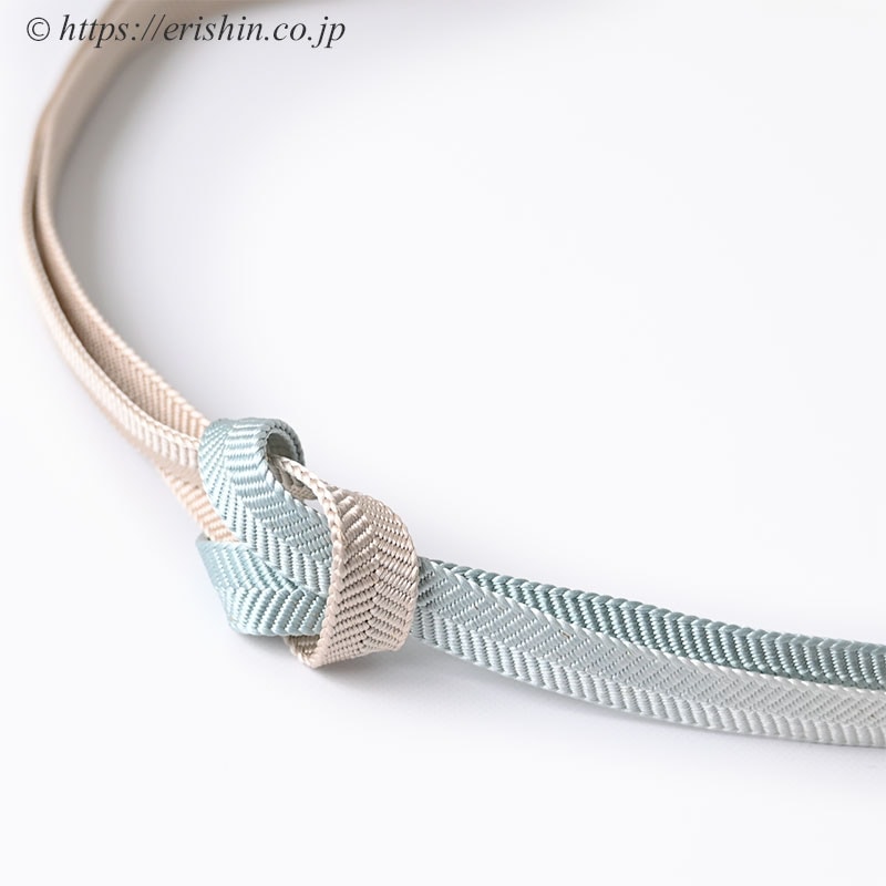 帯締め 笹浪組(香色に薄水色の暈し/金散らし)