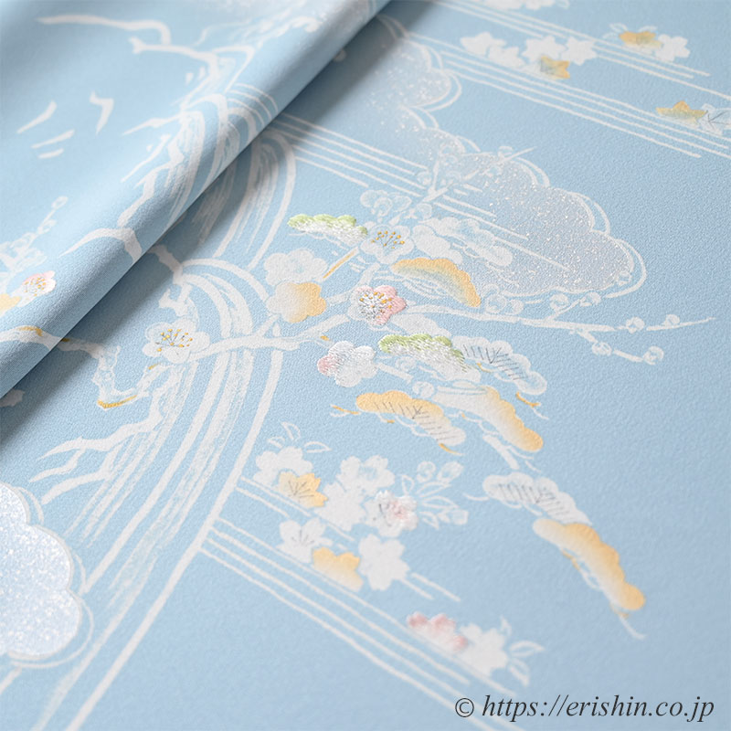 付下（御所解き/白揚げを御馳走に淡彩で・白群色）※お値段は、お問い合わせ下さい。