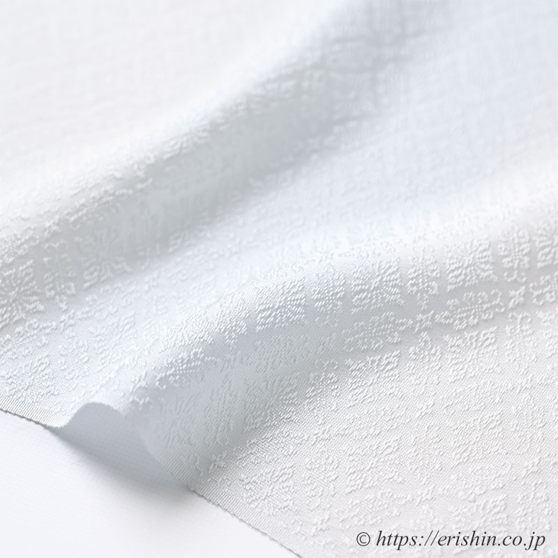 帯揚げ（小葵菱文/白に白藍色の濃淡暈し段）