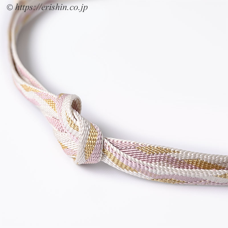 帯締め　綾竹武田組（変わり桧垣/白、金、御所染）　※お値段は、お問い合わせ下さい。