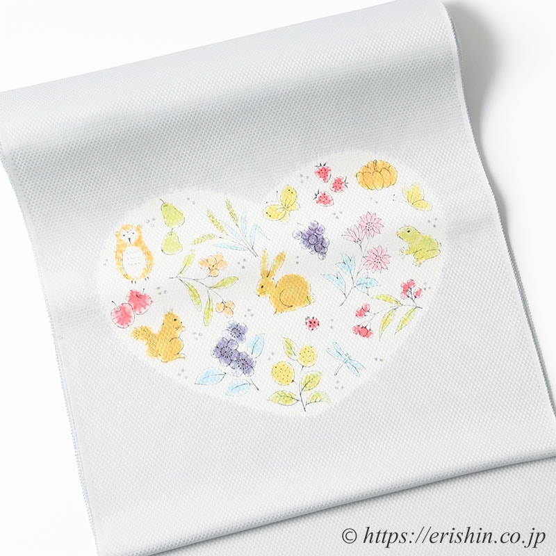 【お誂え】森健持　染名古屋帯（ハートのクイーン・辻ケ花/小市松地）