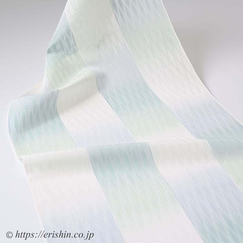 明石縮「涼」（四色市松暈し/青磁色や薄藤色）