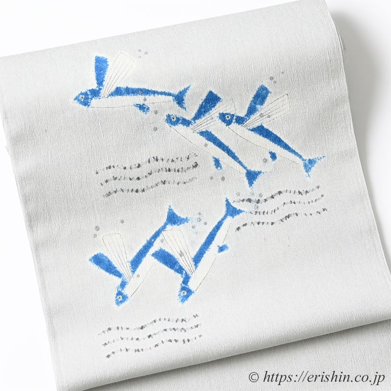 森健持　染名古屋帯（トビウオ・辻ヶ花/夏紬地）[夏・単衣向]