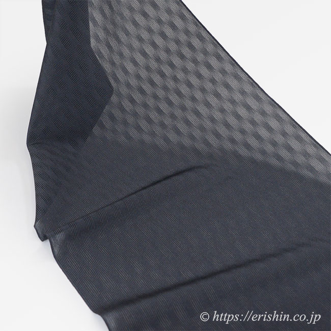 明石縮（よろけ小格子無地/墨黒）